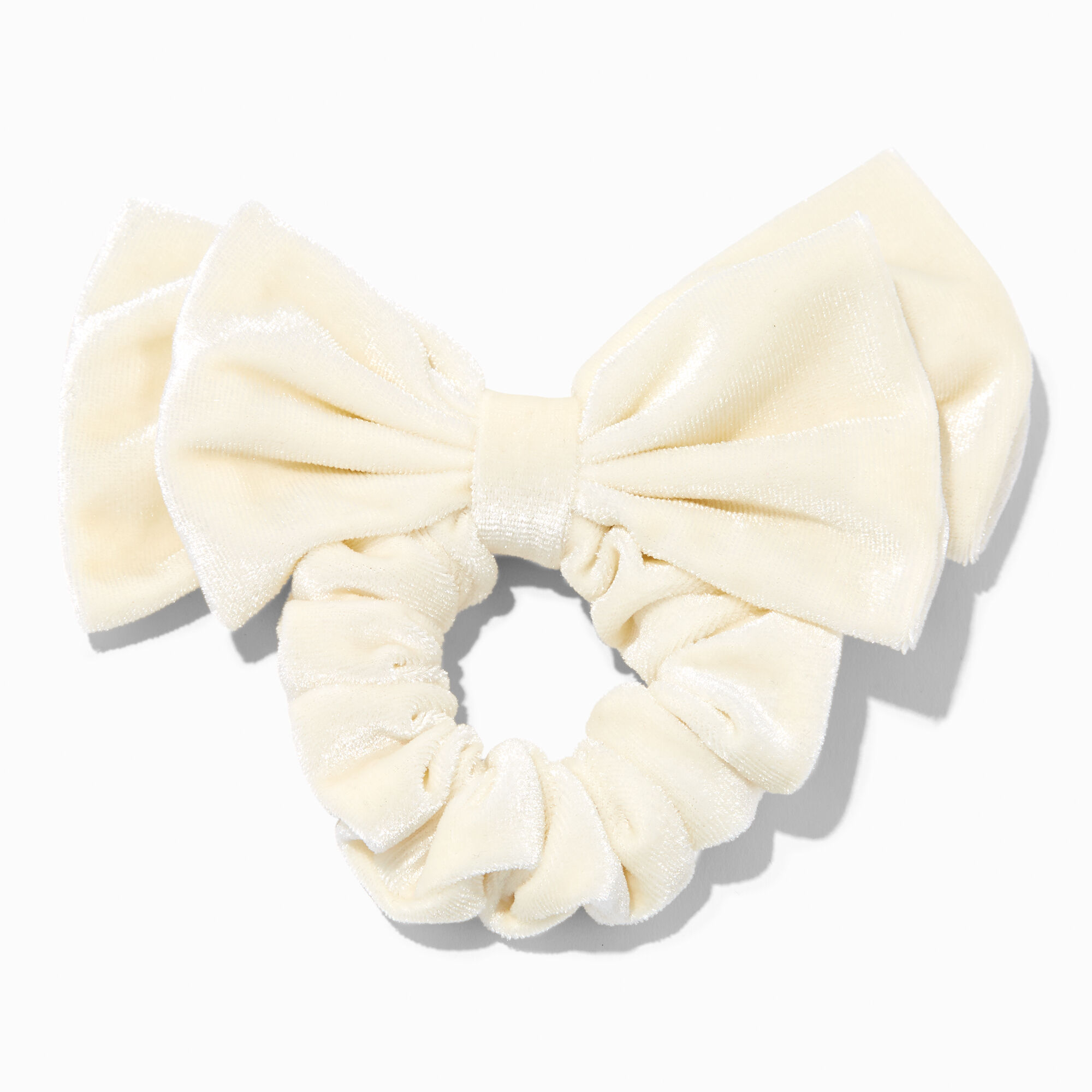 View Claires Velvet Bow Hair Scrunchie Ivory information