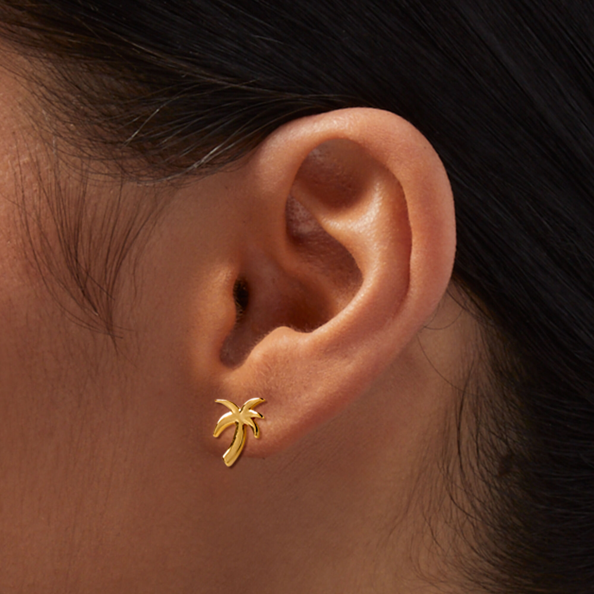 JAM + RICO x Claire's 18k Yellow Gold Plated Palm Tree Stud Earrings,