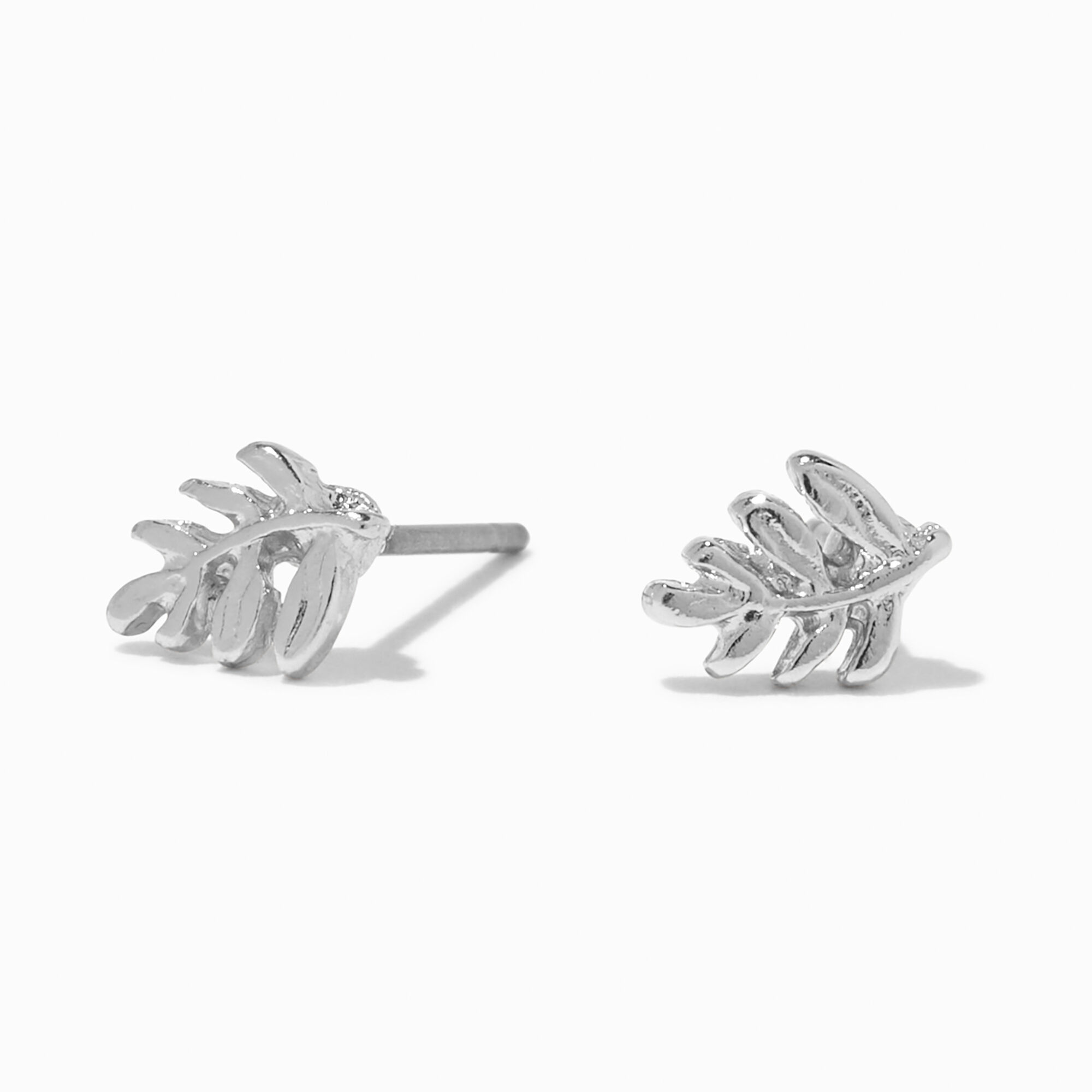 View Claires Tone Leaf Stud Earrings Silver information