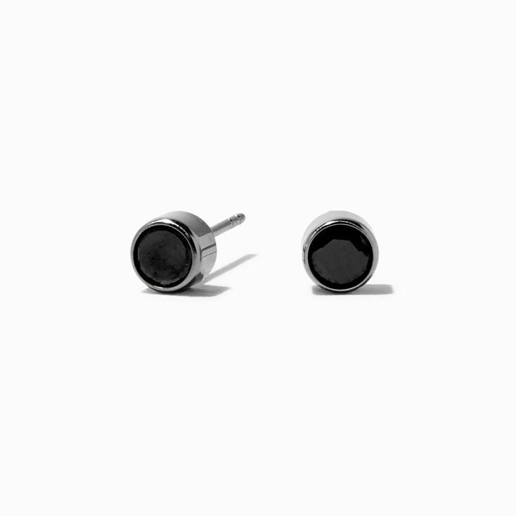 Titanium Black Bezeled 5MM Stud Earrings,