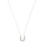 Silver Embellished Initial Pendant Necklace - U,