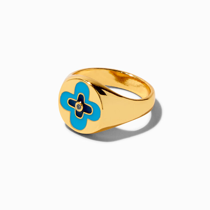 JAM + RICO x Claire&#39;s 18k Yellow Gold Plated Tropical Flower Signet Ring,