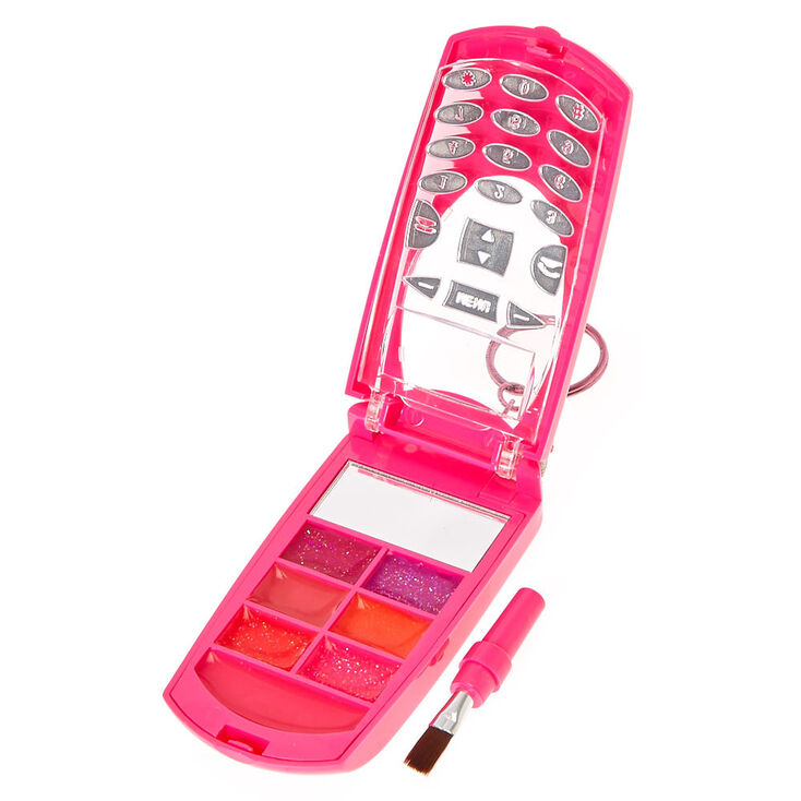 Compact style portable &agrave; clapet avec gloss pour les l&egrave;vres &agrave; la fraise et motif crotte arc-en-ciel et ornements,