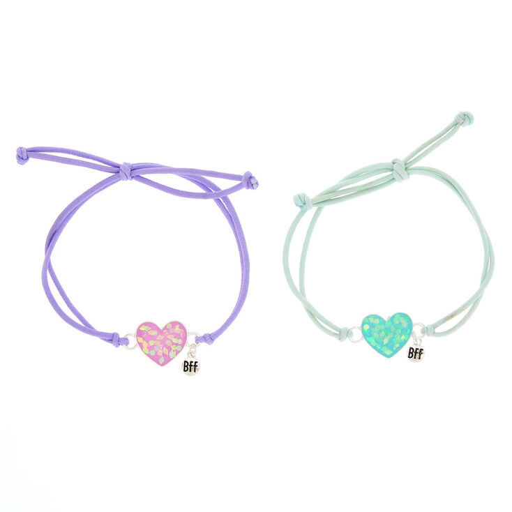 Holographic Heart Stretch Friendship Bracelets - 2 Pack,