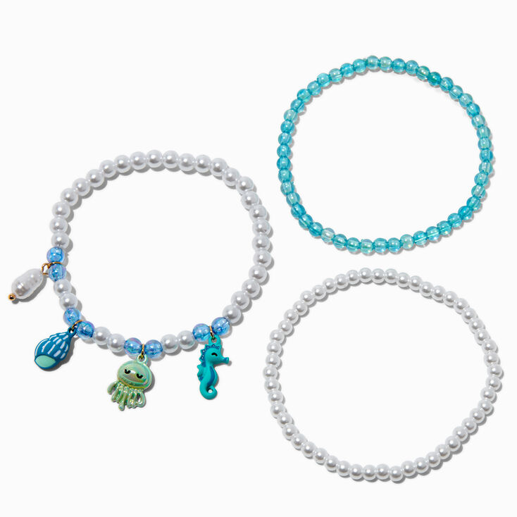 Bracelets de cheville &eacute;lastiques perle d&#39;imitation vie aquatique Claire&#39;s Club - Lot de 3,