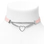 Silver Heart Double Chain Choker Necklace,