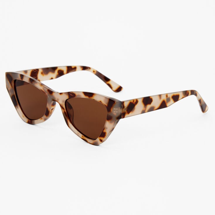 Brown Tortoiseshell Square Retro Cat Eye Sunglasses,