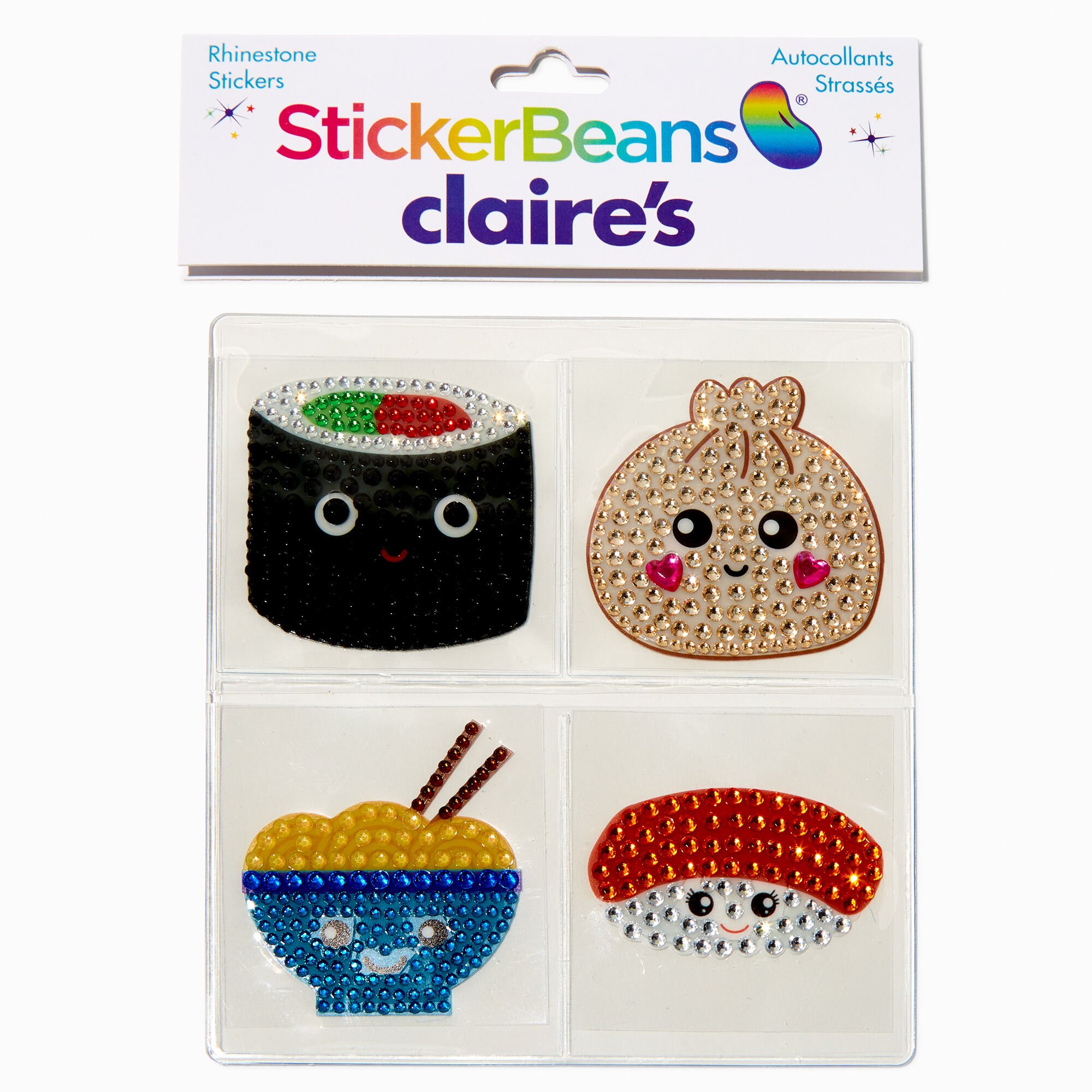 StickerBeans® Claire's Exclusive Asian Food Rhinestone Sticker Set - 4 Pack,