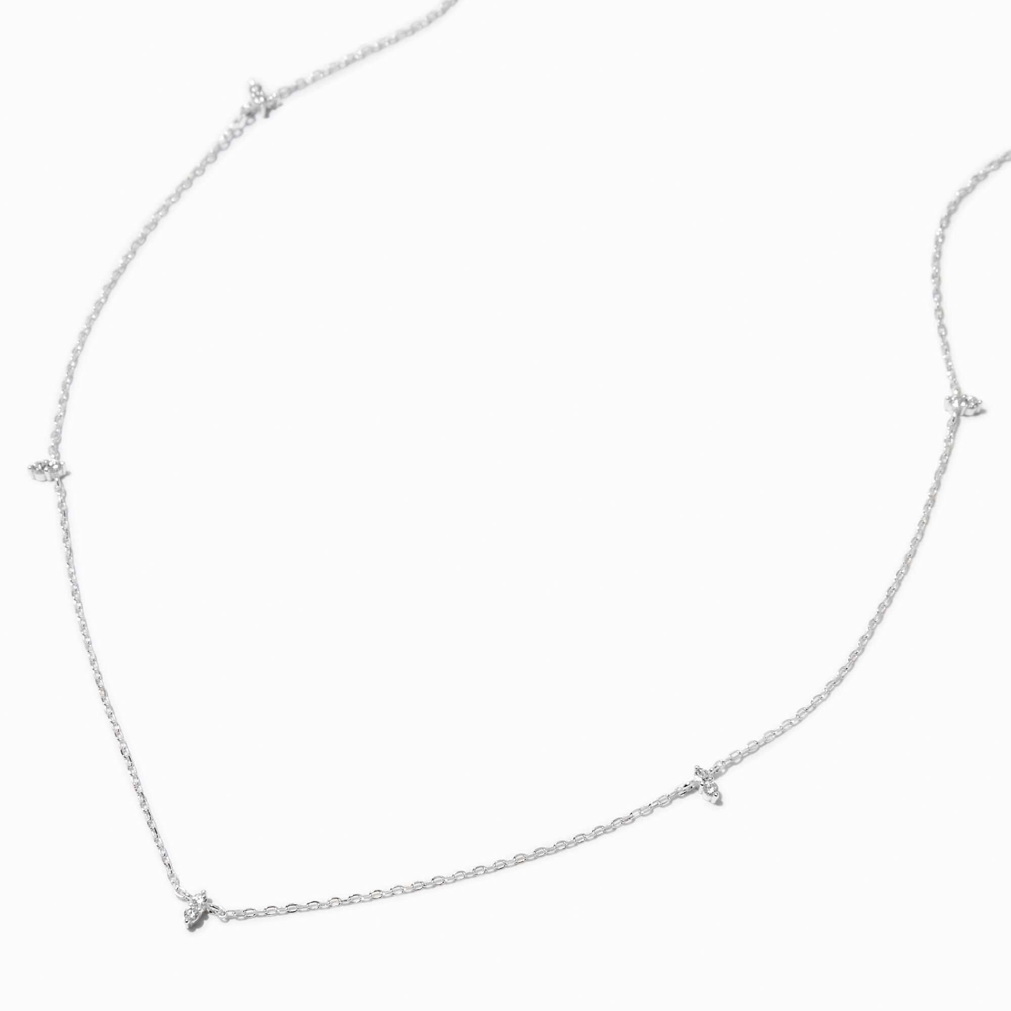 View C Luxe By Claires Plated Cubic Zirconia Marquis Station Necklace Silver information