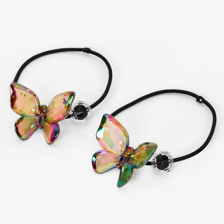 Black Iridescent Butterfly Hair Ties - 2 Pack,