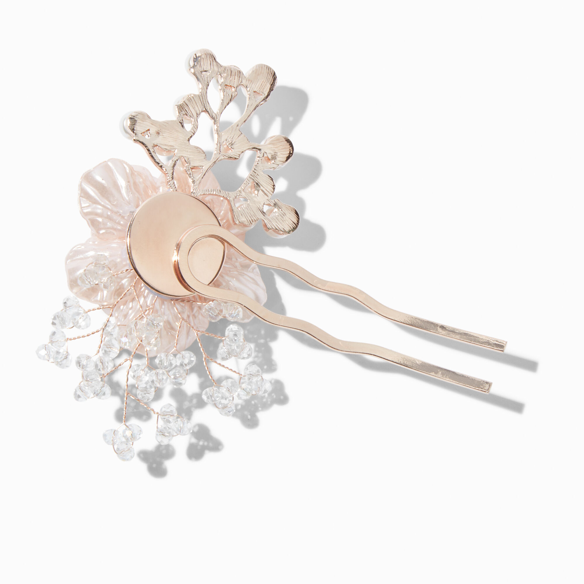 Blush Pink Pearlized Floral Spray Hair Pin,