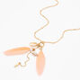 Shells &amp; Feathers Long Pendant Cluster Necklace - Gold,