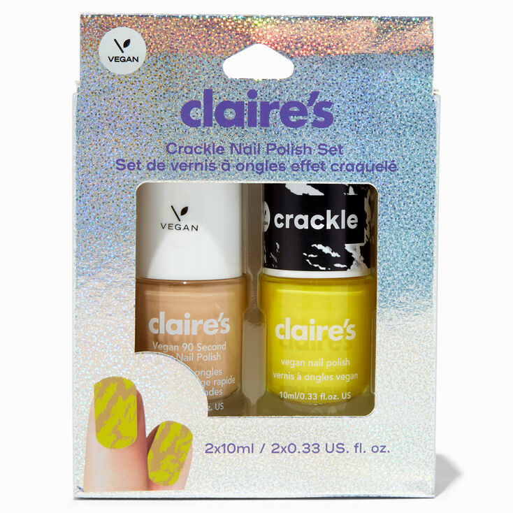 Black &amp; White Crackle Vegan Nail Polish Set - 2 Pack,
