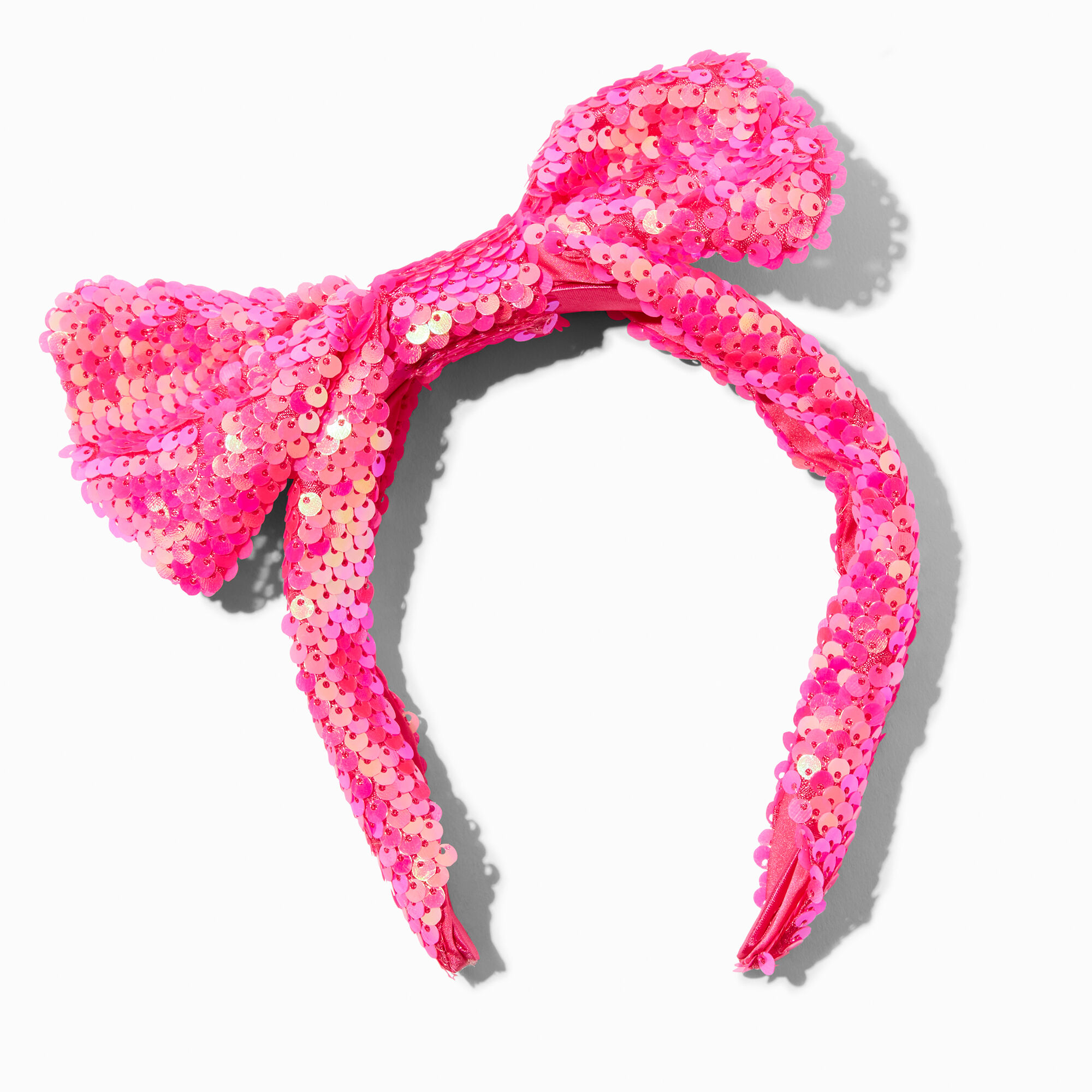 View Claires Sequin Bow Headband Pink information