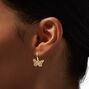 Gold 10MM Filigree Butterfly Clip-On Hoop Earrings,