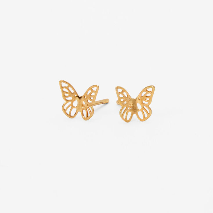 18ct Gold Plated Butterfly Stud Earrings | Claire's