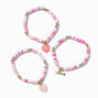 Claire&#39;s Club Heart Heishi Bead Stretch Bracelets - 3 Pack,