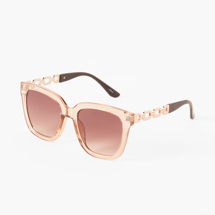 Translucent Nude Chain Retro Sunglasses,