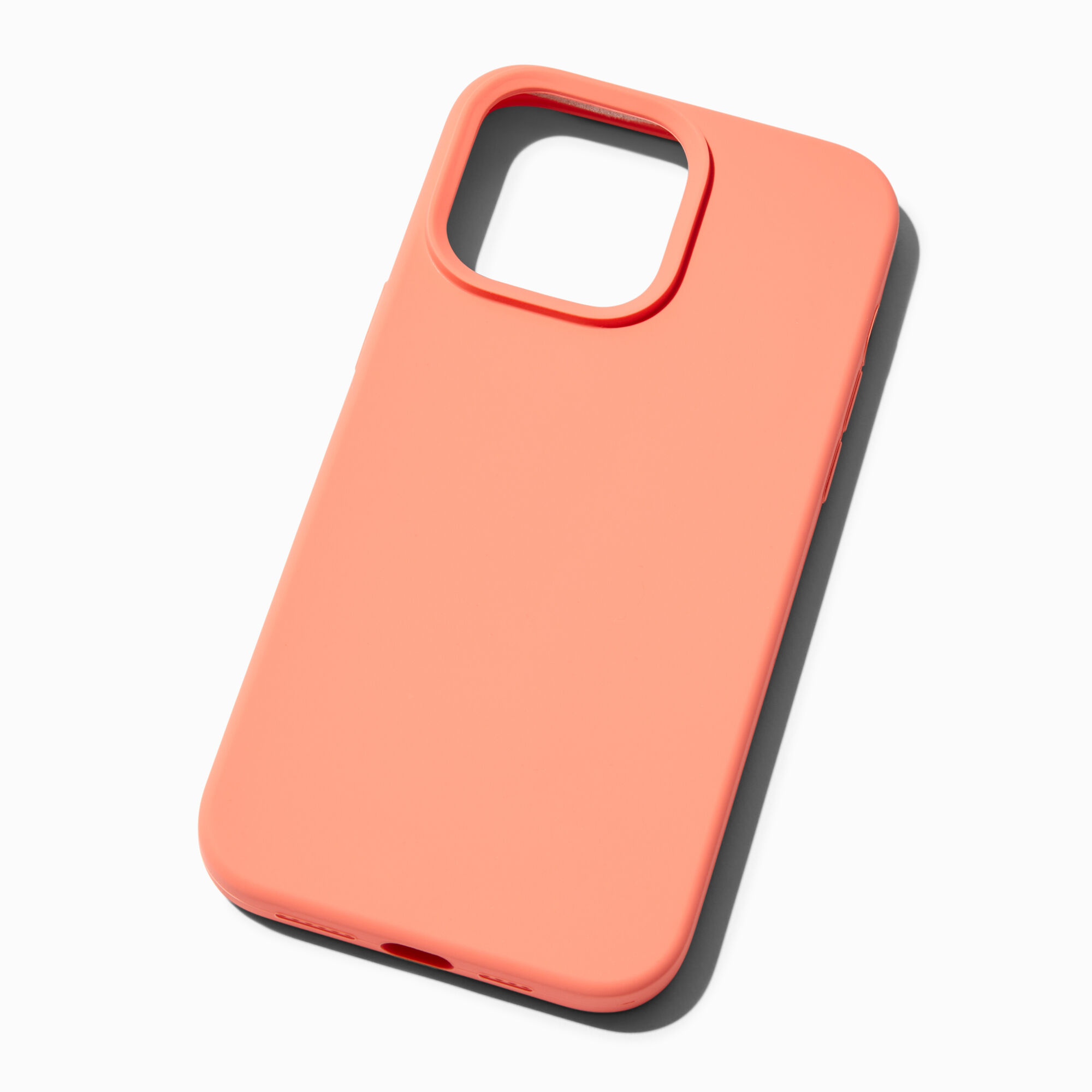 View Claires Solid Silicone Phone Case Fits Iphone 14 Pro Max Coral information