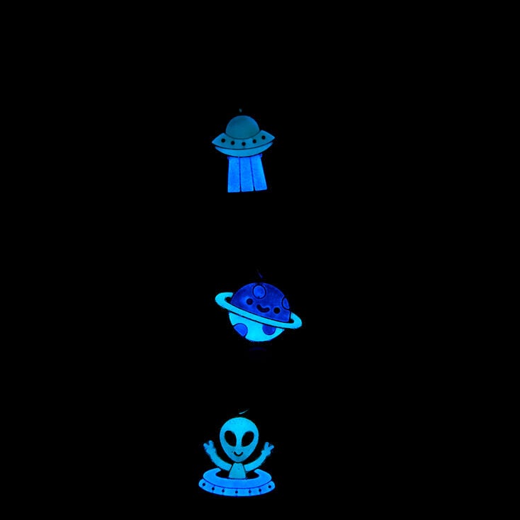 Best Friends Glow in the Dark Alien Tattoo Choker Necklaces - 3 Pack,