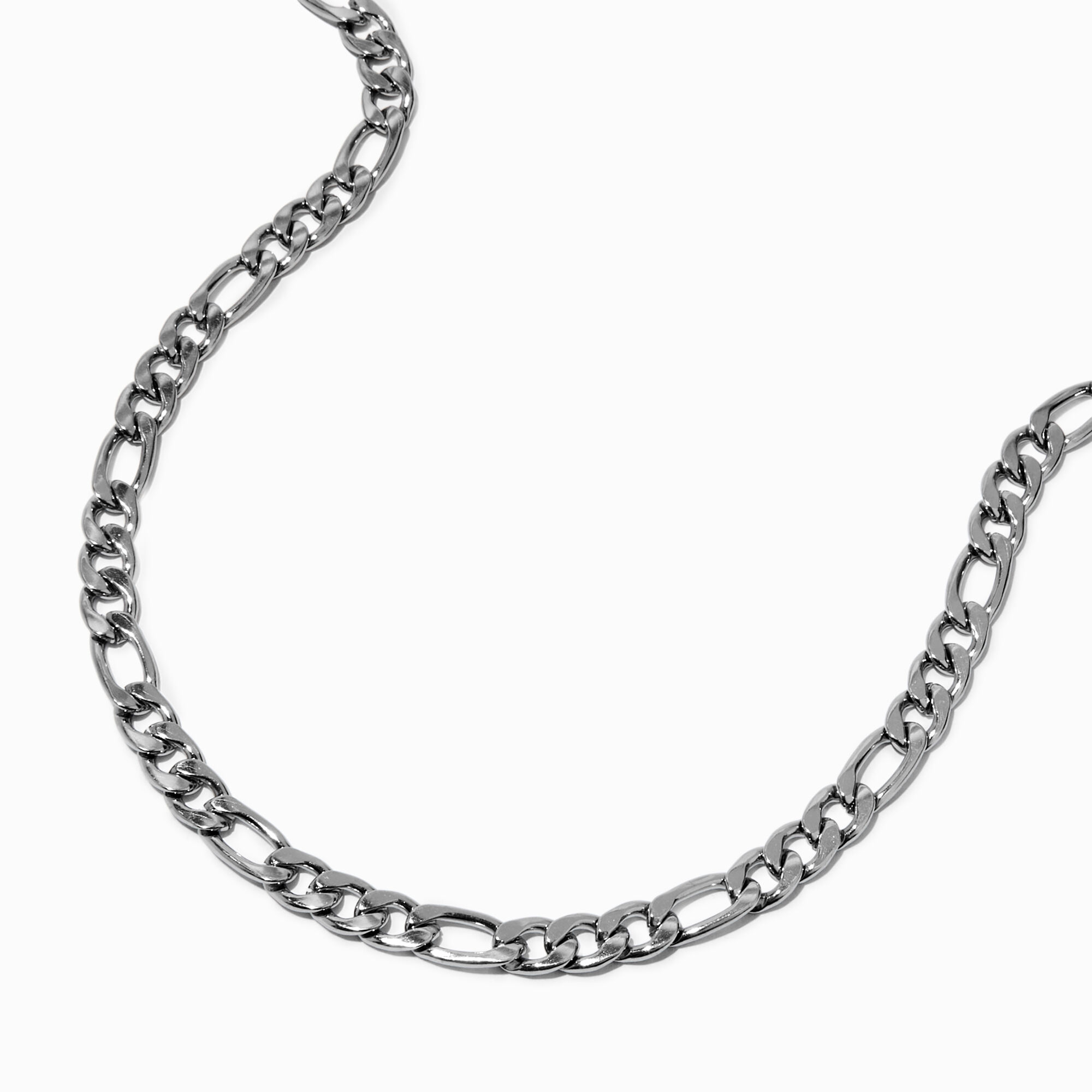 View Claires Tone Stainless Steel Figaro Chain Necklace Silver information
