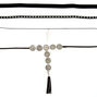 Silver Medallion Choker Necklaces - Black, 4 Pack,