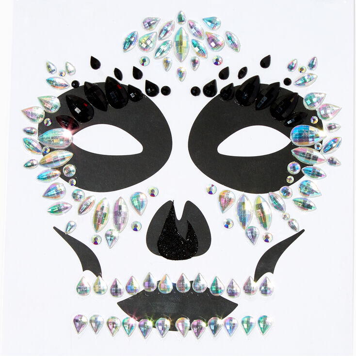 Strass pour le visage squelette iridescents,