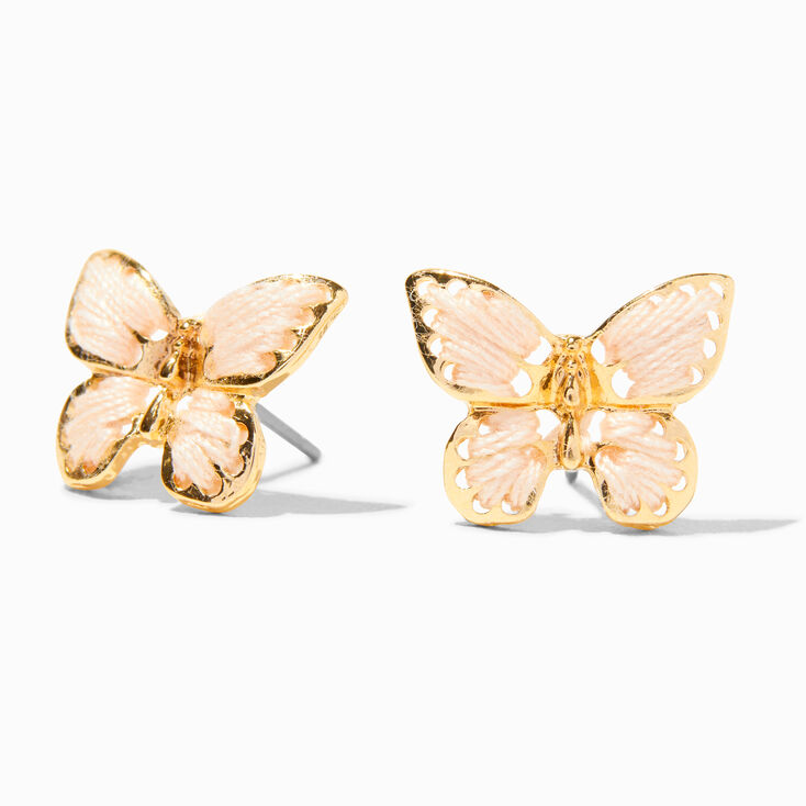 Pink Thread Butterfly Stud Earrings,