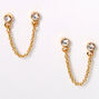 18kt Gold Plated Crystal Connector Stud Earrings,