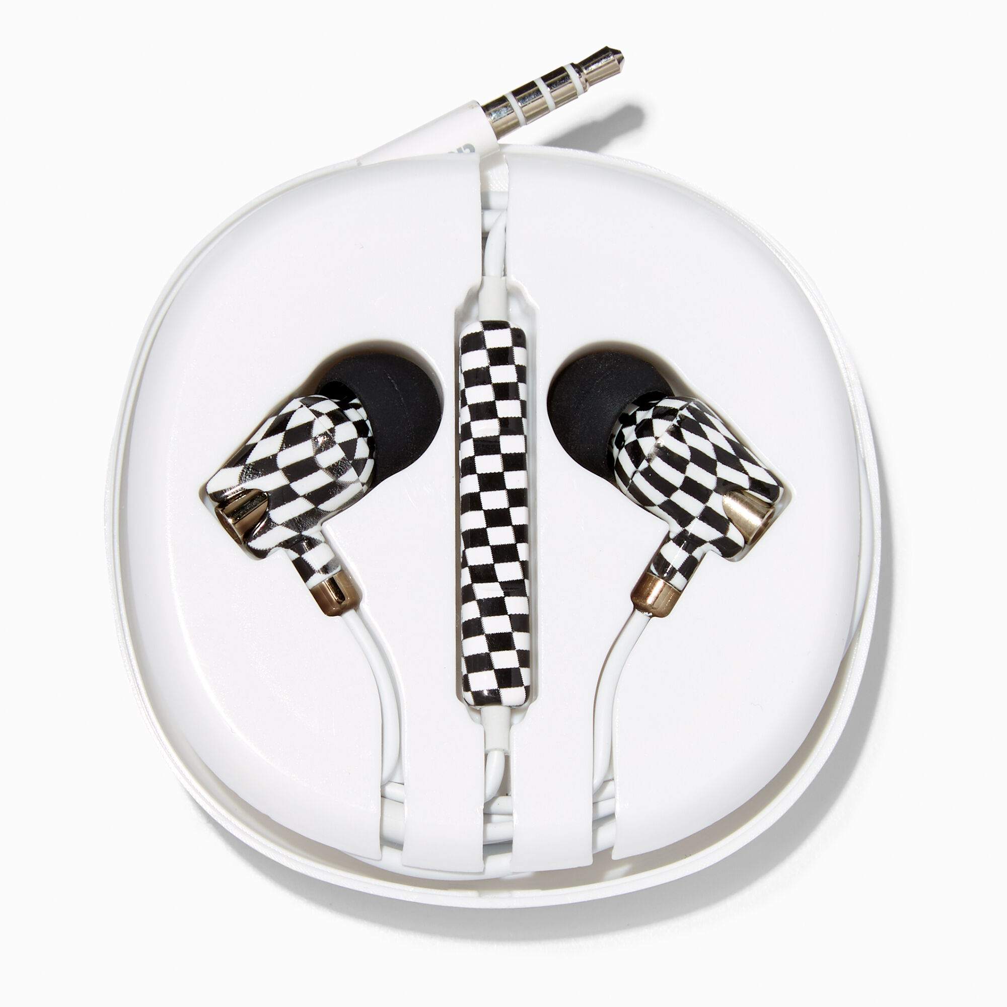 Black White Checkerboard Silicone Earbuds Claire s US