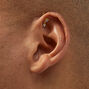 Gold-tone Stainless Steel Cubic Zirconia Dangling Flower Threadless Helix Earring,