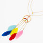 Peace Daisy Feathers Multi Strand Chain Necklace,