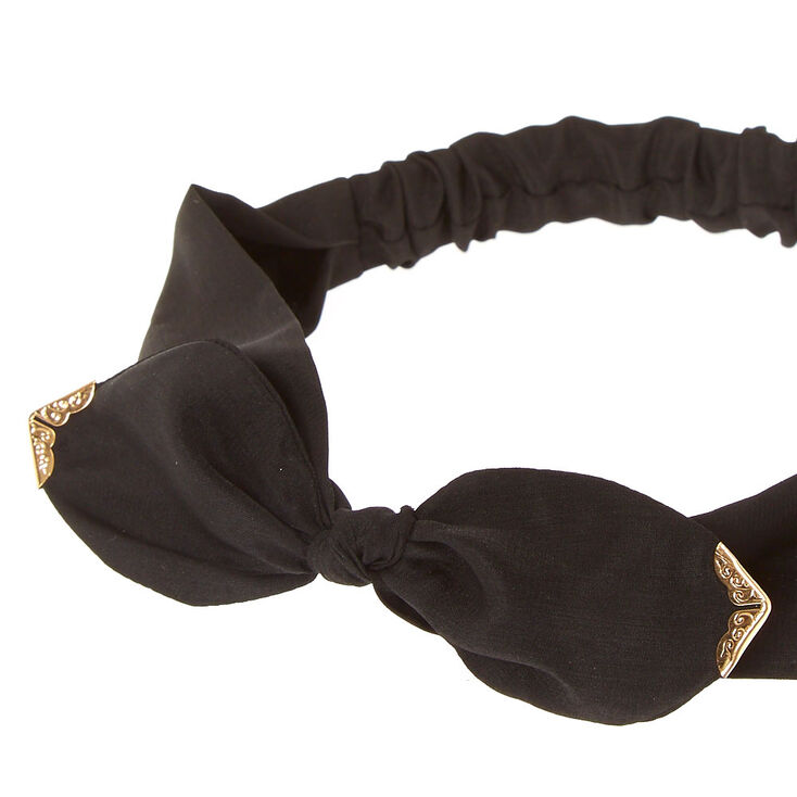 Satin Bow Headwrap - Black,
