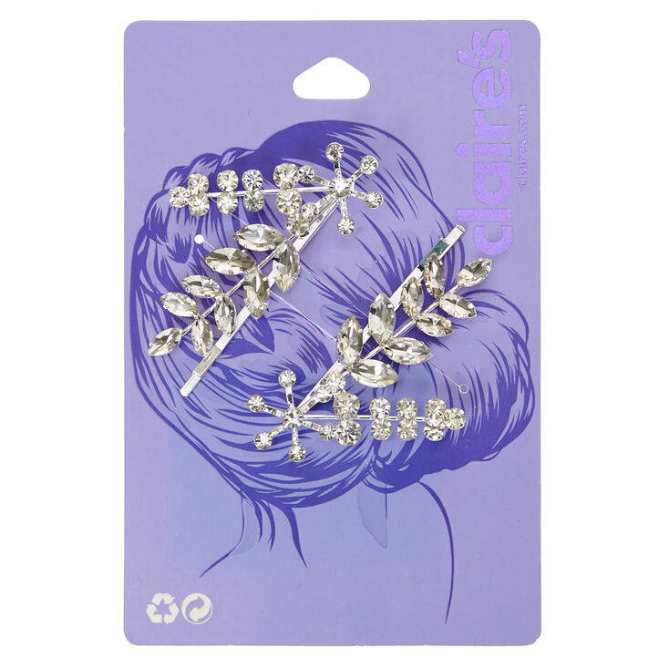 Claire's Épingles plates feuille couleur argenté - Lot de 2