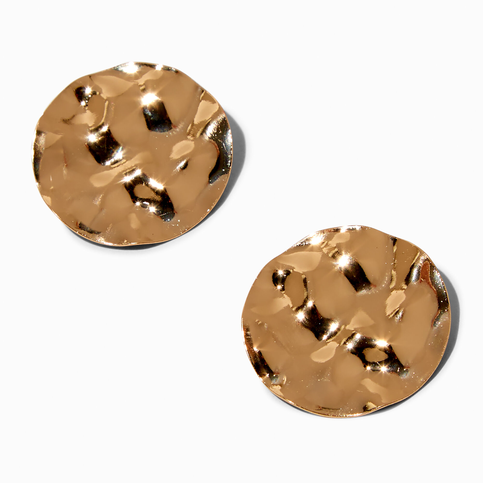 View Claires Tone Textured Disc Stud Earrings Gold information