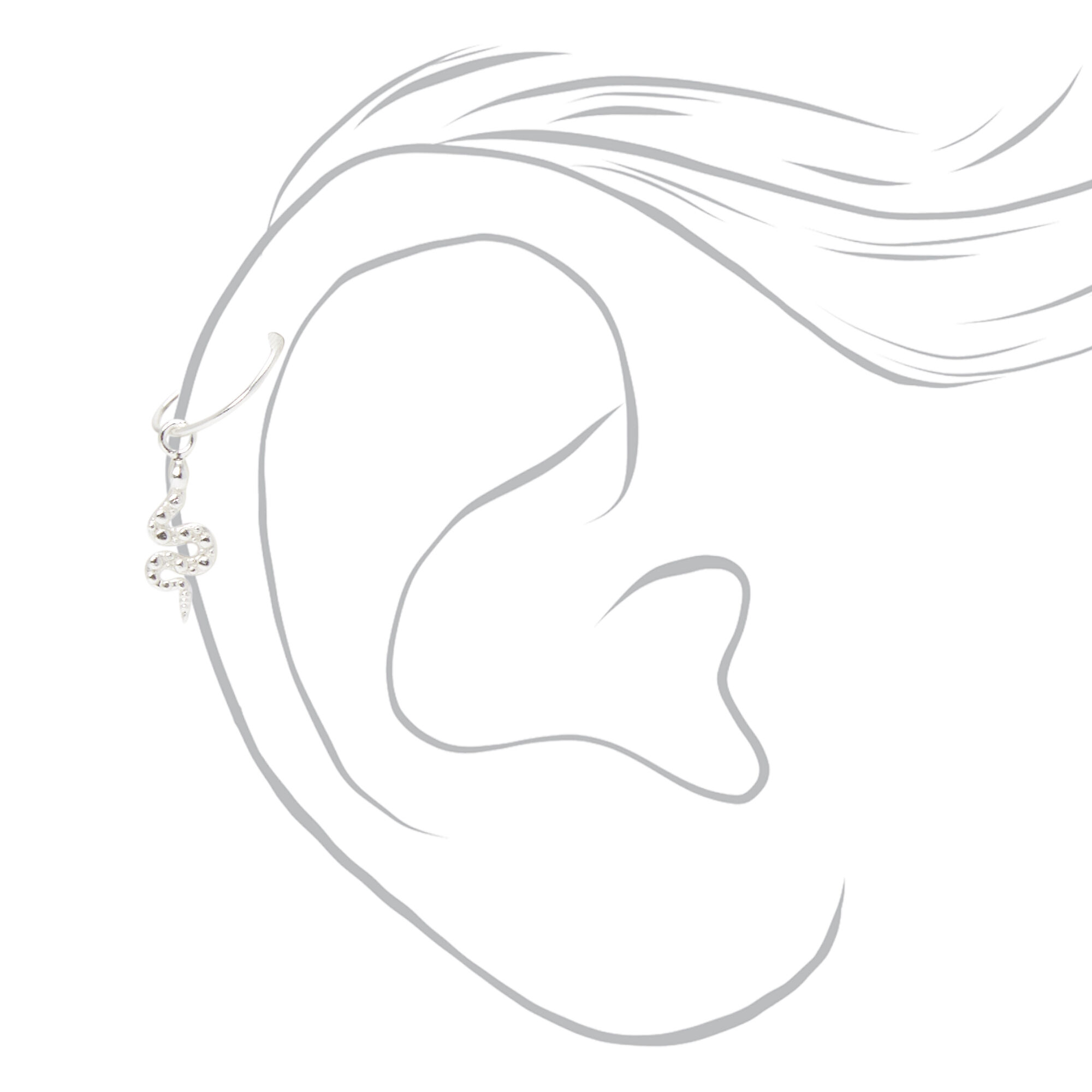Sterling Silver 22G Snake Helix Hoop Earring,