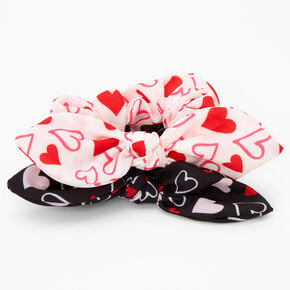 Valentine&#39;s Day Hearts Bow Scrunchie Set - 2 Pack,