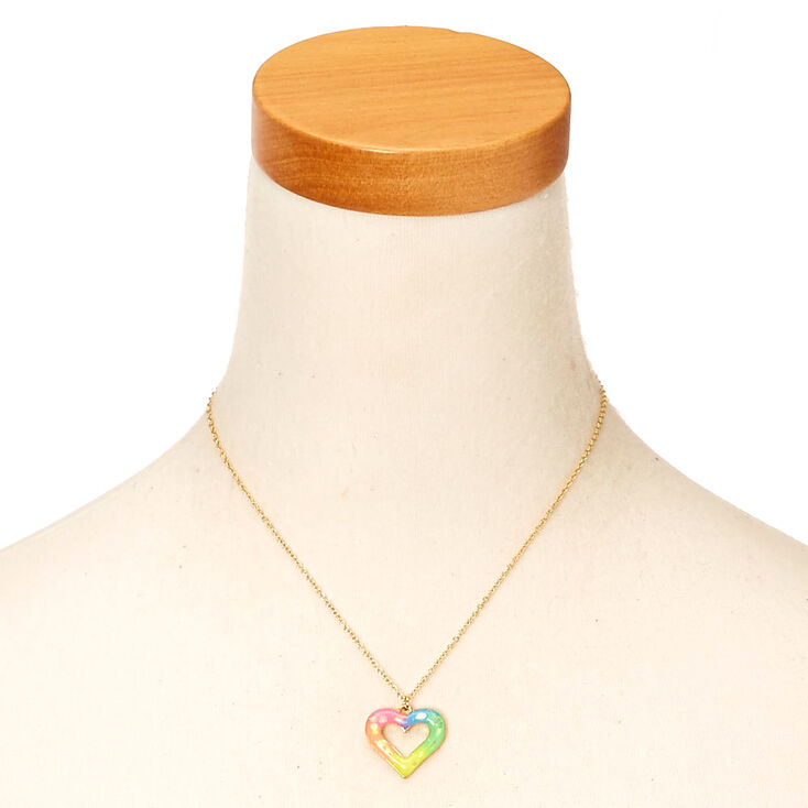 Collier &agrave; pendentif c&oelig;ur ouvert en n&eacute;on,