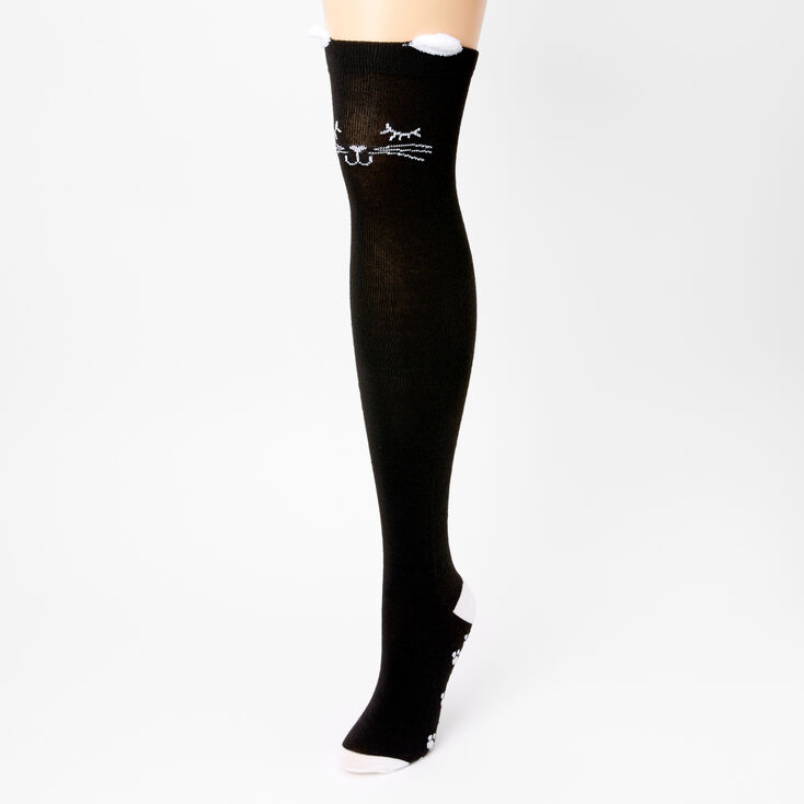 Chaussettes montantes chat - Noir,