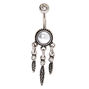 Silver 14G Pearl Dreamcatcher Belly Ring,