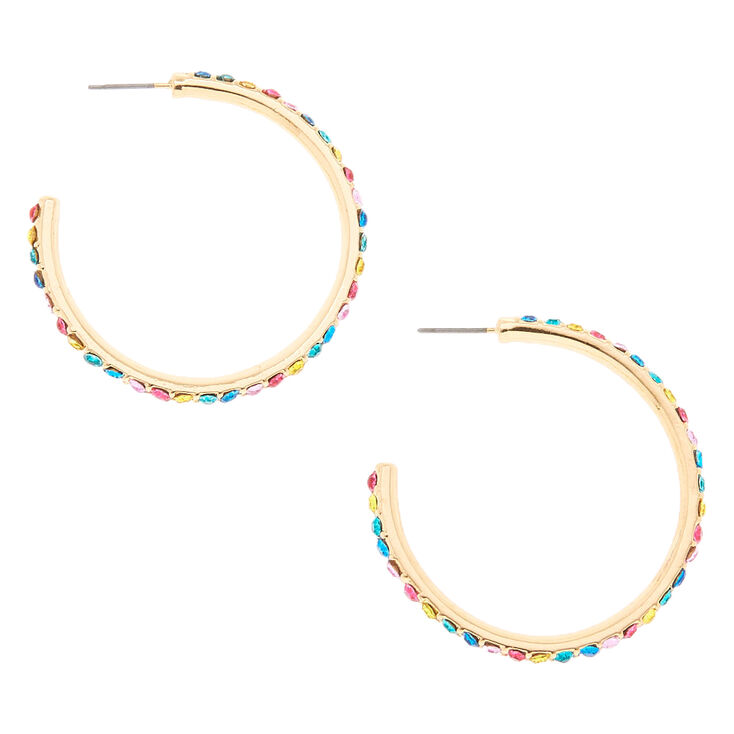 Gold 40MM Rainbow Hoop Earrings,
