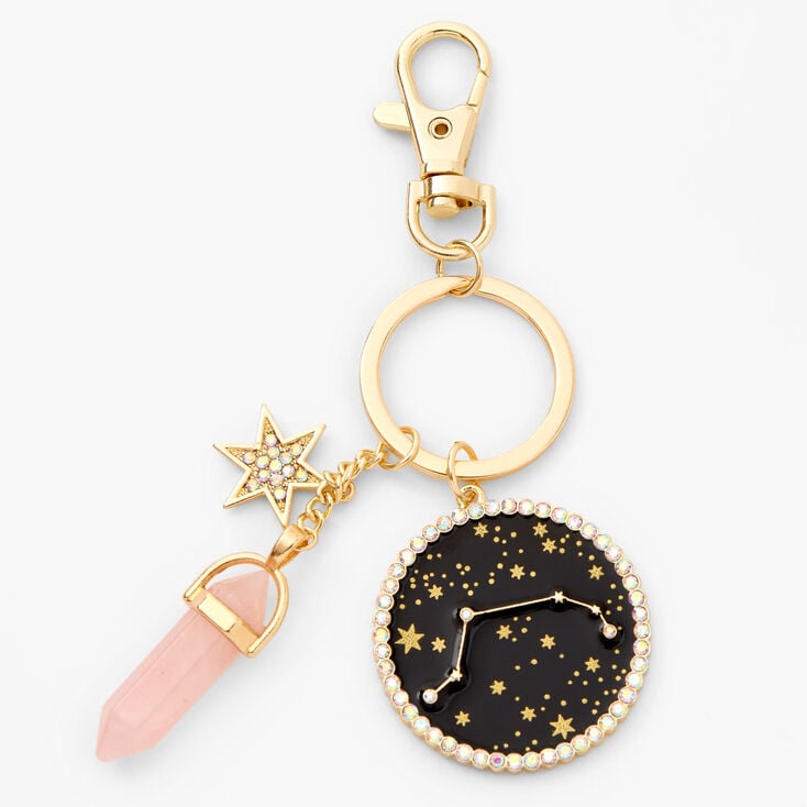 Gold Mystical Gem Zodiac Keychain - Aries,