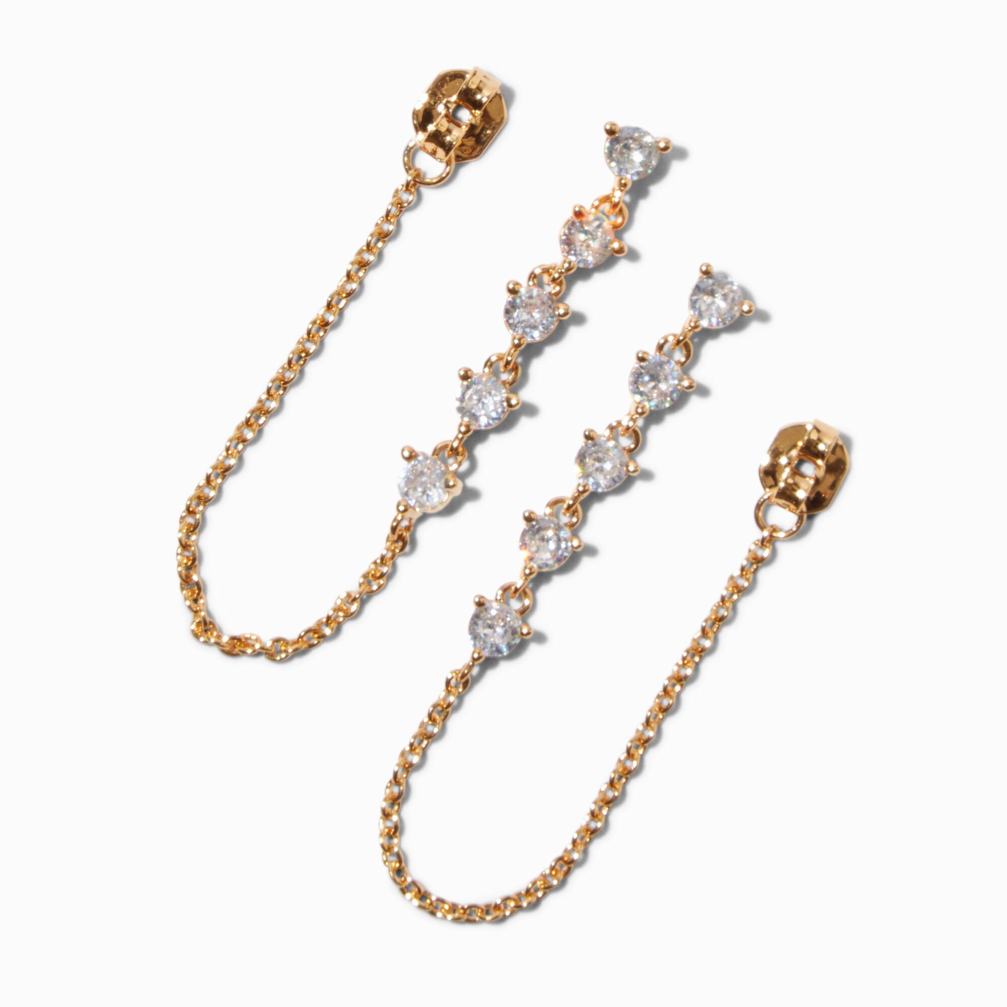 C LUXE by Claire's 18kt Gold Plated Cubic Zirconia Linear Front & Back Earrings,