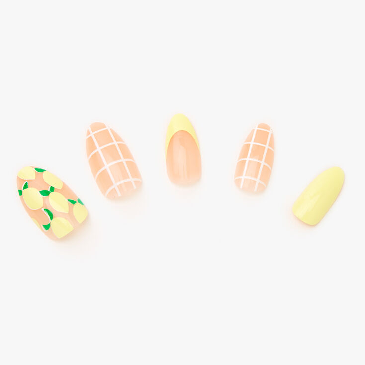 Lot de faux ongles stiletto goutte de citron - Lot de 24,