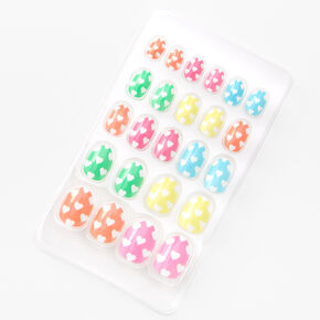 Rainbow Hearts Stiletto Press On Vegan Faux Nail Set - 24 Pack,