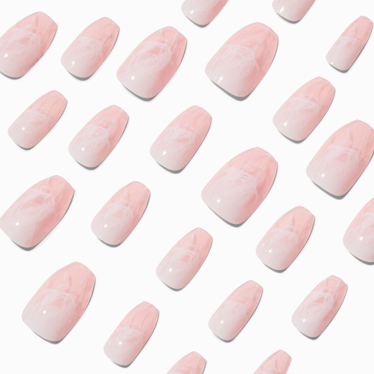 Smoky Blush Marble Coffin Vegan Faux Nail Set - 24 Pack | Claire's US