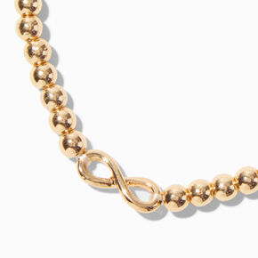 Infinity Charm Gold-tone Shot Bead Stretch Bracelet,