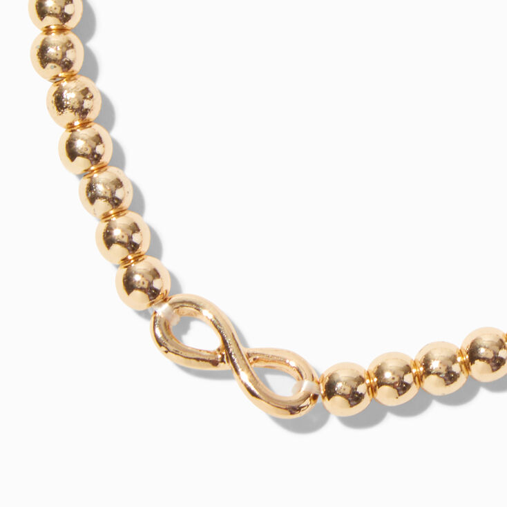 Infinity Charm Gold-tone Shot Bead Stretch Bracelet,