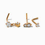 20G Gold-tone Stainless Steel Cubic Zirconia Dangle Nose Studs - 3 Pack,