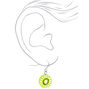 Silver 1&quot; Kiwi Slice Drop Earrings - Green,